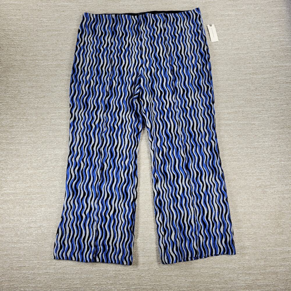 Maeve Anthropologie The Margot Pants XL Blue Wave Motif Knit Pull-On NWT